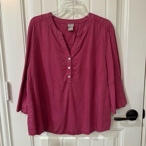 CHICO’S TENCEL fabric pink top, size 3 petite.
